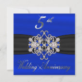 Elegante Diamanten Safier 5e Huwelijksverjaardag Kaart (Voorkant)