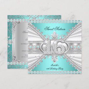 Elegante diamanten turquoise Sweet 16 Zestien fees Kaart