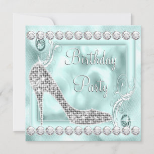 Elegante diamanten turquoise verjaardagsfeest kaart