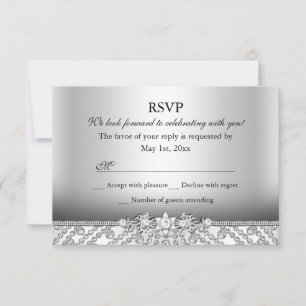 Elegante diamanten zilver RSVP Kaartje
