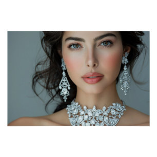 Elegante diamantstraling bruidsportret perfect poster