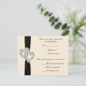 Elegante Diamond Black Ribbon Response Kaarten RSVP Kaartje (Staand voorkant)
