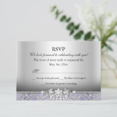 Elegante Diamond Paarse RSVP Kaart (Staand voorkant)