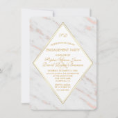Elegante Diamond Roos Gold Marble Engagement Party Kaart (Voorkant)
