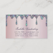 Elegante Diamond Sparkle Glitter Drips Lila Satijn Visitekaartje (Achterkant)