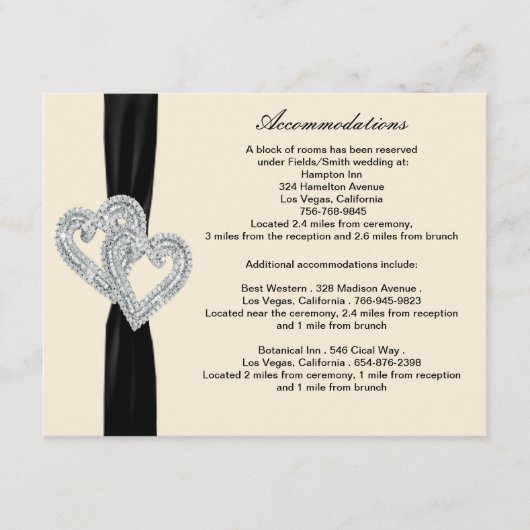 Elegante Diamond Zwart Lint Behuizing Kaarten (Voorkant)