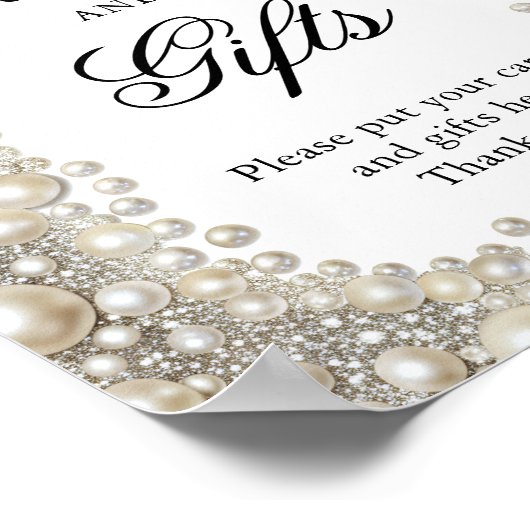 Elegante Diamonds en Parels Bow Kaarten en geschen Poster (Hoek)