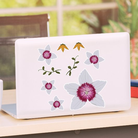 Elegante Dianthus handgetekende bloemige botanisch Sticker