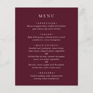 Elegante Diep Bourgondië Klassiek Huwelijksmenu Flyer