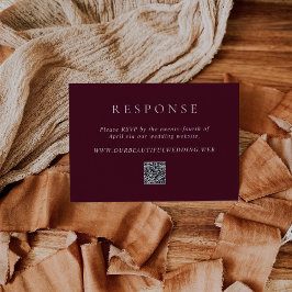 Elegante Diep Bourgondiër QR Code Klassieke Trouwd RSVP Kaartje