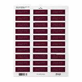 Elegante Diep Bourgondische Klassieke Trouwdag Etiket (Full Sheet)