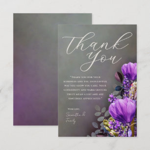 Elegante Diep Paarse Bloemen Bedankkaart