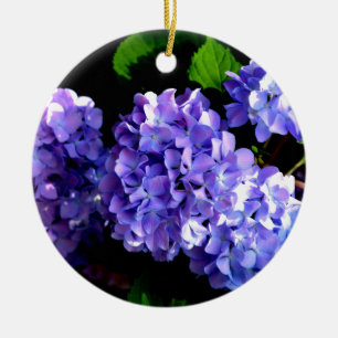 Elegante diep paarse bloemen hortensia keramisch ornament