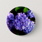 Elegante diep paarse bloemen hortensia ronde button 5,7 cm (Voorkant)