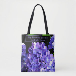 Elegante diep paarse bloemige maagdenpalm hortensi tote bag