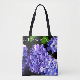 Elegante diep paarse bloemige maagdenpalm hortensi tote bag