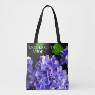 Elegante diep paarse bloemige maagdenpalm hortensi tote bag