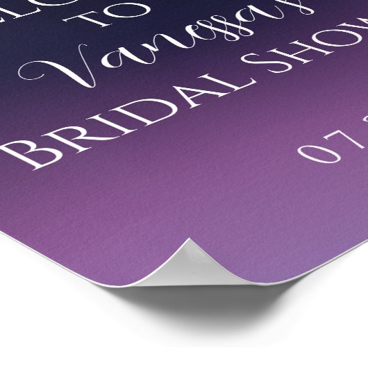 Elegante Diep Paarse Bloemrijke Bruiloft Welkom  Poster (Hoek)