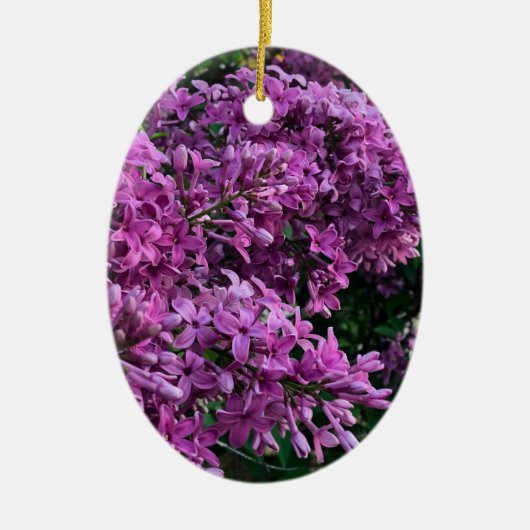 Elegante diep paarse magenta bloemen lilacs keramisch ornament (Voorkant)