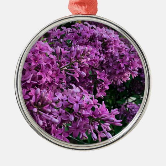 Elegante diep paarse magenta bloemen lilacs metalen ornament (Voorkant)