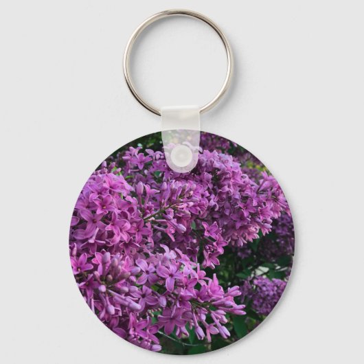 Elegante diep paarse magenta bloemen lilacs sleutelhanger (Voorkant)