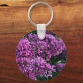 Elegante diep paarse magenta bloemen lilacs sleutelhanger (Voorkant)