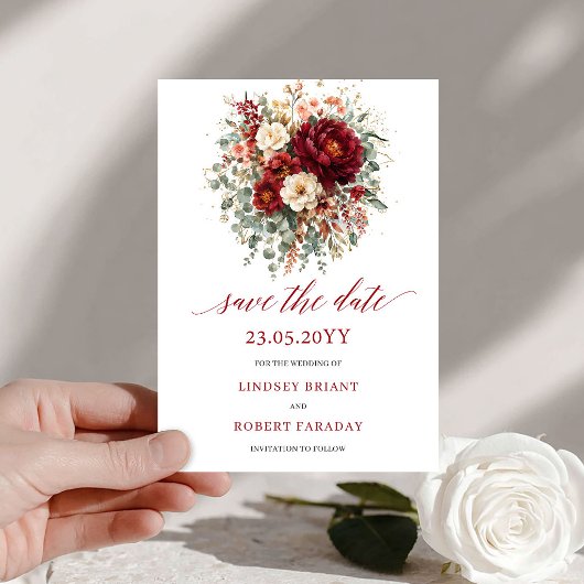 Elegante Diep Rode Herfst Goud Save The Date