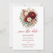 Elegante Diep Rode Herfst Goud Save The Date (Voorkant)