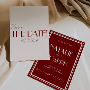 Elegante Diep Rode Ivoren Oude Geld Whimsical Brui Save The Date