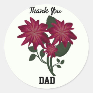 Elegante Diep Roze Bloem Illustratie Botanisch Ronde Sticker