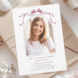 Elegante Diep Roze Strik Afstudeerfeest Boog Foto Kaart