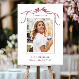 Elegante Diep Roze Strik Afstudeerfeest Welkom Poster