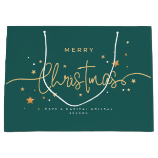 Elegante diep-tealekleurige kerstcadeautas | Moder Groot Cadeauzakje