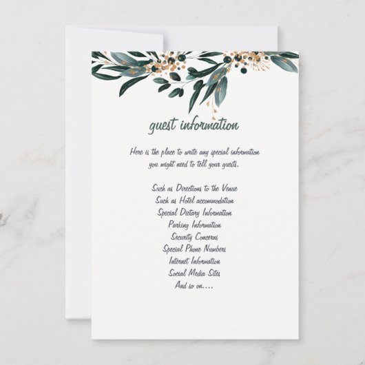 ELEGANTE DIEPBLAUWE BLOEMENBRUILOFT KAART (Voorkant)