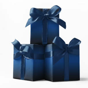 Elegante diepblauwe en zwarte ombre cadeaupapier