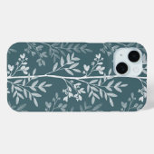 Elegante Diepe Bos Groenblauwe Bloem Silhouet Case-Mate iPhone Case (Achterkant (horizontaal))