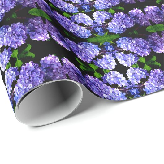 Elegante diepe paarse bloemen maagdenpalmhortensia cadeaupapier (Rol Hoek)