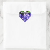 Elegante diepe paarse bloemen maagdenpalmhortensia hart sticker (Tas)