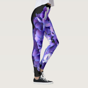Elegante diepe paarse bloemen maagdenpalmhortensia leggings