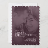 Elegante diepe pruim duotone foto bruiloft kaart (Voorkant)