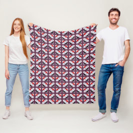 Elegante Diepe Pruim en Rood Geometrisch Patroon Fleece Deken