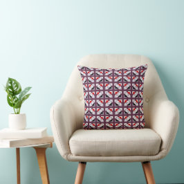 Elegante Diepe Pruim en Rood Geometrisch Patroon Kussen