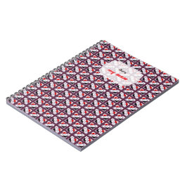 Elegante Diepe Pruim en Rood Geometrisch Patroon Notitieboek