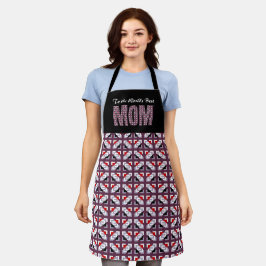 Elegante Diepe Pruim en Rood Geometrisch Patroon Schort