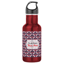 Elegante Diepe Pruim en Rood Geometrisch Patroon Waterfles