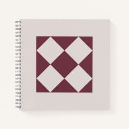 Elegante diepe pruim & parelgrijze geometrische no notitieboek