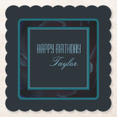 Elegante diepgroene bloemaccent kartonnen onderzetters (Voorkant)