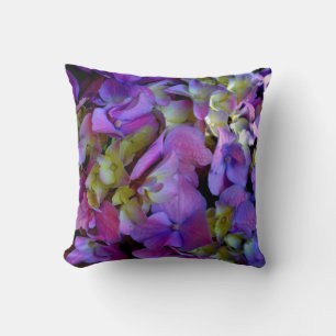 Elegante dieppaarse roze magenta hortensia bloemen kussen