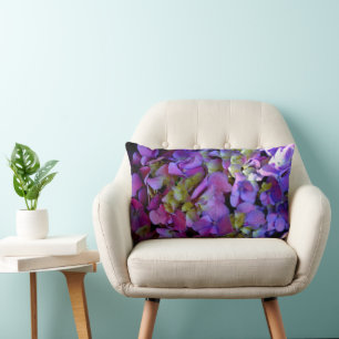 Elegante dieppaarse roze magenta hortensia bloemen kussen