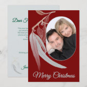 Elegante dieprode Eucalyptusblad Foto Kerstmis Feestdagenkaart (Voorkant / Achterkant)